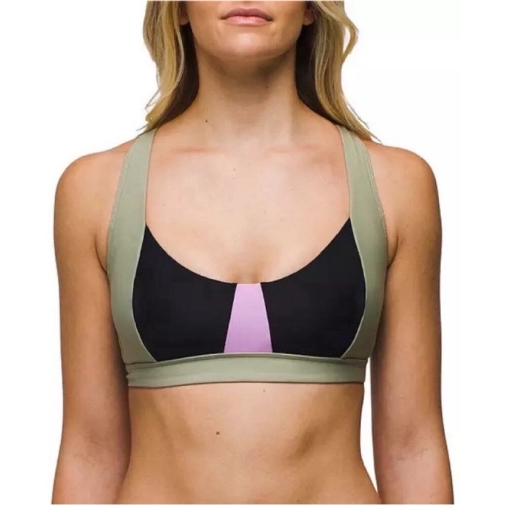 Prana Tulum Bikini Top Cosmos Pink Black Color Block Size S